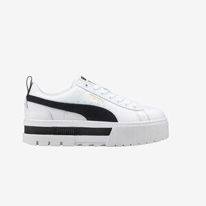 Puma Mayze Leather Black and White Platform
